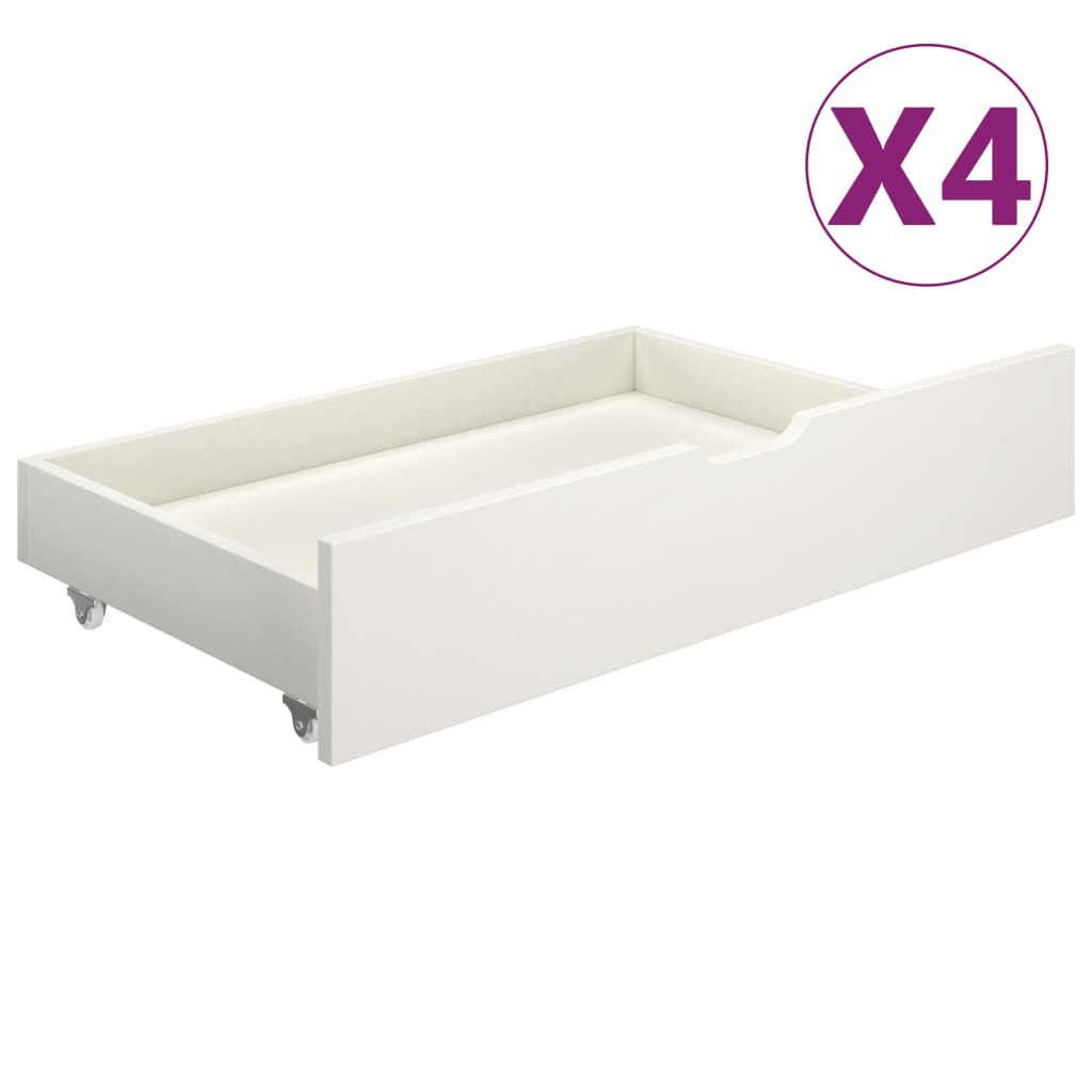 Canopy Bed Frame with 4 Drawers White Solid Pine Wood 160x200cm